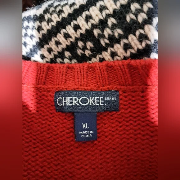 CHEROOKE Sweater Men's XL Nordic Print Lambswool Blend Cabin Core Winter Skiing - Picture 10 of 12
